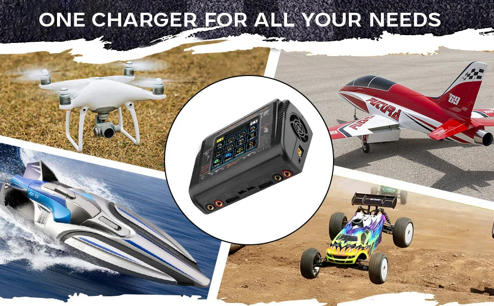 HTRC Smart Battery Charger DC 400W / AC 200W — 12A×2 Balance Charger & Discharger for LiHV, LiFe, Li-Ion, NiCd, NiMH, Pb, LiPo RC Batteries