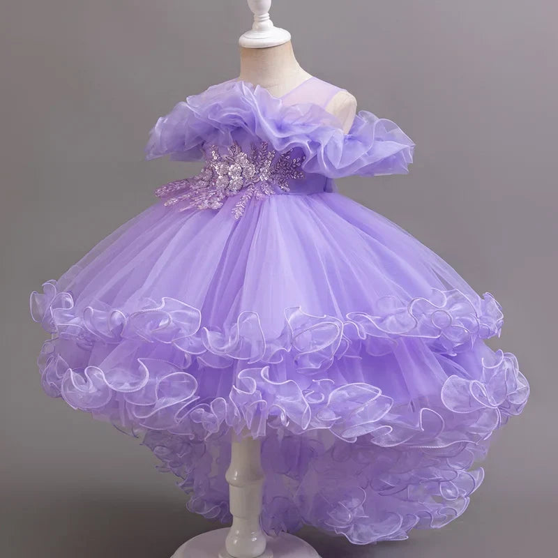 Girls Floral Sequin Princess Dress - Flower Girl Party Dress for Weddings, Birthdays & Christmas