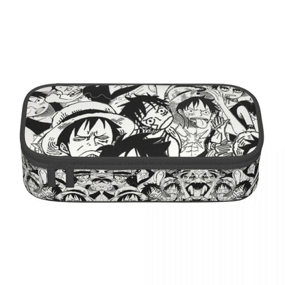 Cute Custom One Piece Pencil Case – Large Capacity Straw Hat Pirates Skull Stationery Bag for Boys & Girls
