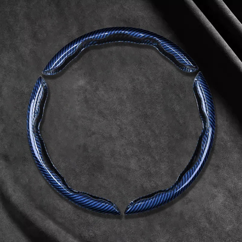 2/3PCS Universal Car Steering Wheel Cover — Laser Carbon Fiber, Silicone & 1K Microfiber Leather, Non-Slip PVC Booster