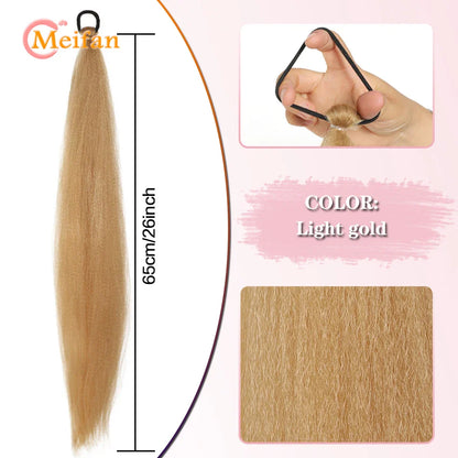 MEIFAN Synthetic Color Braid Ponytail Extension – Red, Green, Blue, Pink, Straight Hair Wrap Around with Elastic Tie