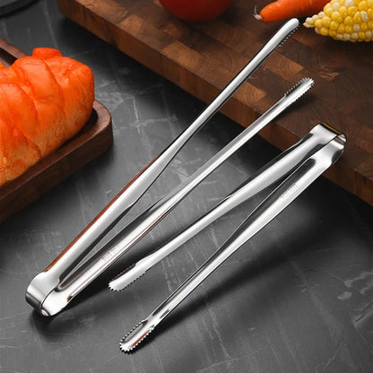 Stainless Steel Grill Tongs – Non-Slip Food Clip, BBQ Steak, Bread Tong, Cooking Utensils, Party Kitchen Gadgets