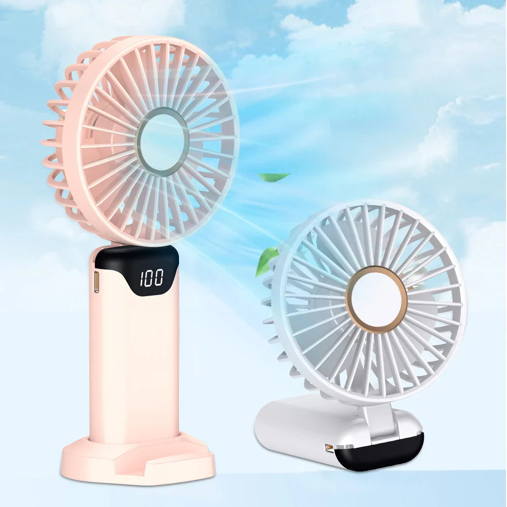 Portable Mini USB Fan – Handheld & Desktop Fan with Phone Holder, 3-Speed Adjustable Wind, Long Battery Life, Multi-Function Cooling Fan