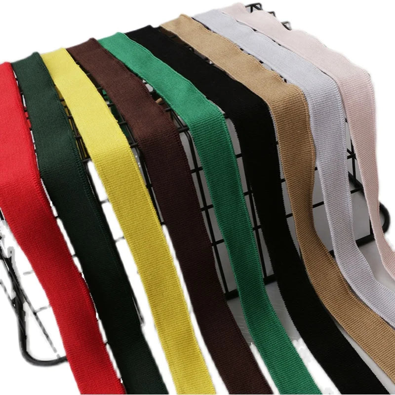 2CM Solid Color Ribbed Mercerized Cotton Knit – Soft T-Neck Short Cuffs with Elastic Edge