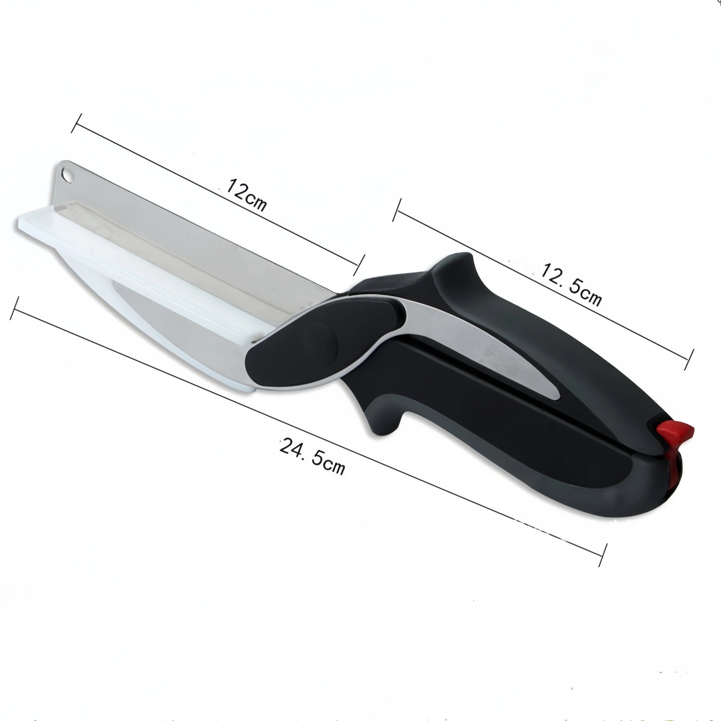 Premium Multi-Function Kitchen Scissors with Cutting Board - Chop Scissors Vegetable Chopper & Waffle Knife