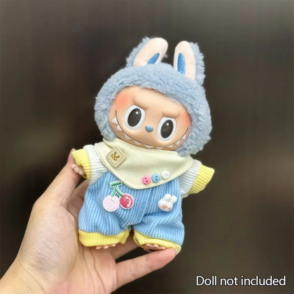 Mini Plush Doll Clothes Set – Kpop EXO Labubu Idol Overalls Outfit for 15-17cm Dolls, Clothing Gift
