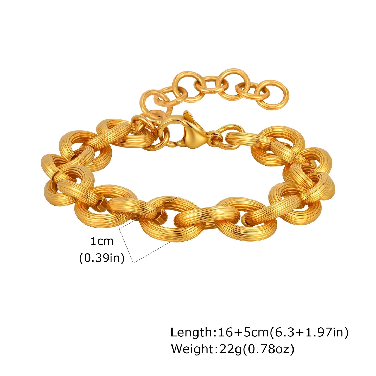 Women’s Chunky Gold Toggle Chain Bracelet – Stainless Steel OT Buckle Link Bracelet, Tarnish-Free Bold Fashion Jewelry