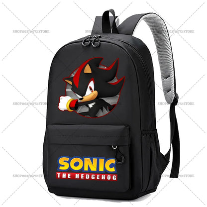 Cartoon Sonic Backpack — School Bag for Kids & Teens Featuring Amy, Rose & Shadow Characters, Perfect Gift for Boys