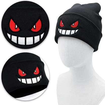 Anime Embroidered Knitted Cap - Unisex Cartoon Hat for Adults & Kids, Halloween Cosplay & Christmas Gift