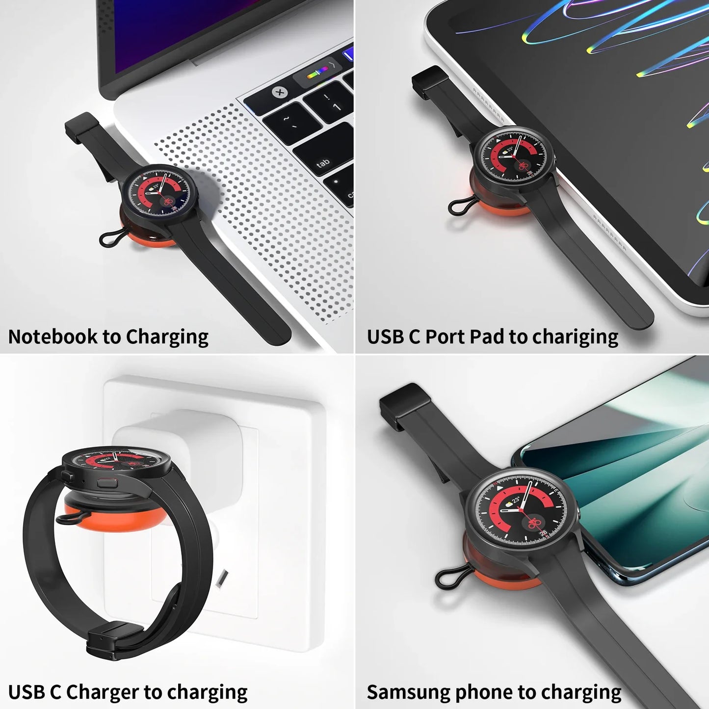 USB C Portable Charger for Samsung Watch - Wireless Magnetic Fast Charging Station Compatible with Galaxy Watch 6, 5, Pro, 3, 4 Classic