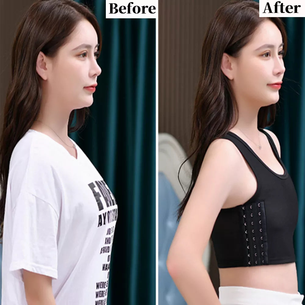 Women's Breathable Chest Binder: Side Buckle Short Vest - Wireless Tank Top Underwear for Comfortable Chest Binding