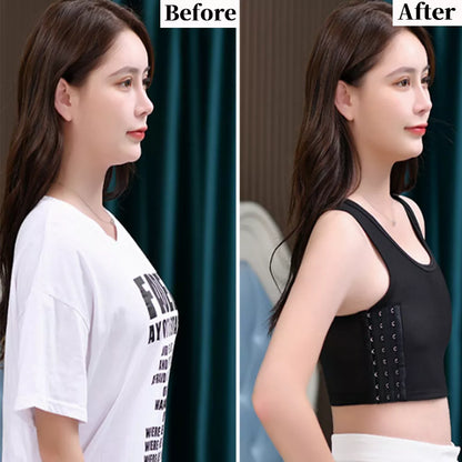 Women's Breathable Chest Binder: Side Buckle Short Vest - Wireless Tank Top Underwear for Comfortable Chest Binding