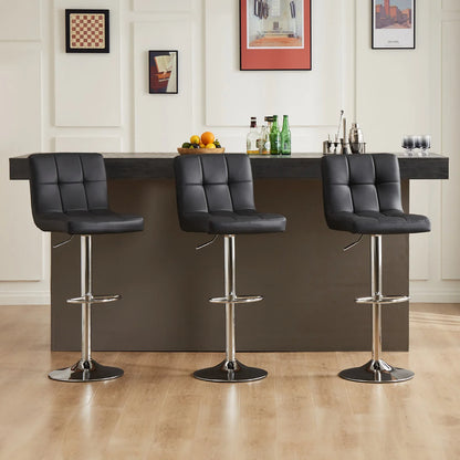 PU Leather Bar Stools Set of 2 – Upholstered Counter Height Stools with Comfortable Backrest, SGS Certified Gas Cylinder