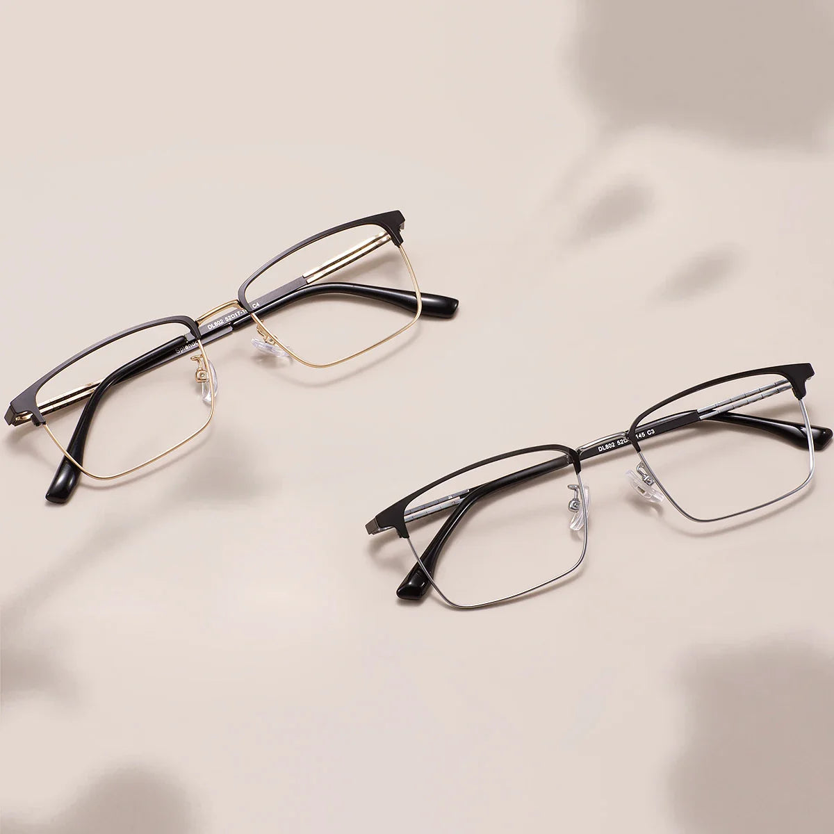 Comfortable Rectangular Men’s Business Glasses – Full Rim Browline Metal Frame for Optical Prescription Lenses