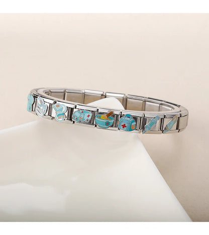 Hapiship 2025 Nurse Injection Charms — Italian 9mm Stainless Steel Bracelet Jewelry DJ1836-C