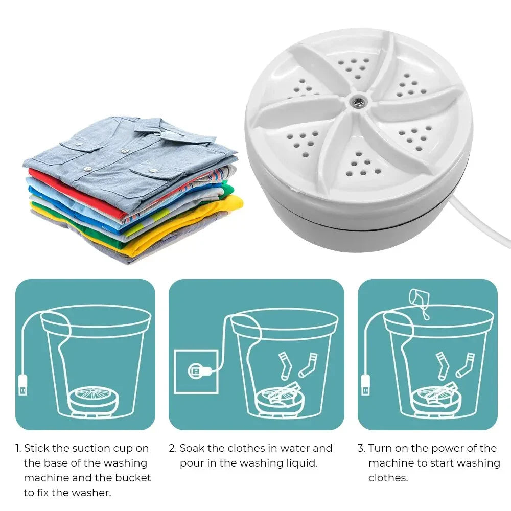Mini USB Washing Machine – Portable Turbine Washer for Socks, Underwear & Dishes, Ideal for Travel & Business Trips
