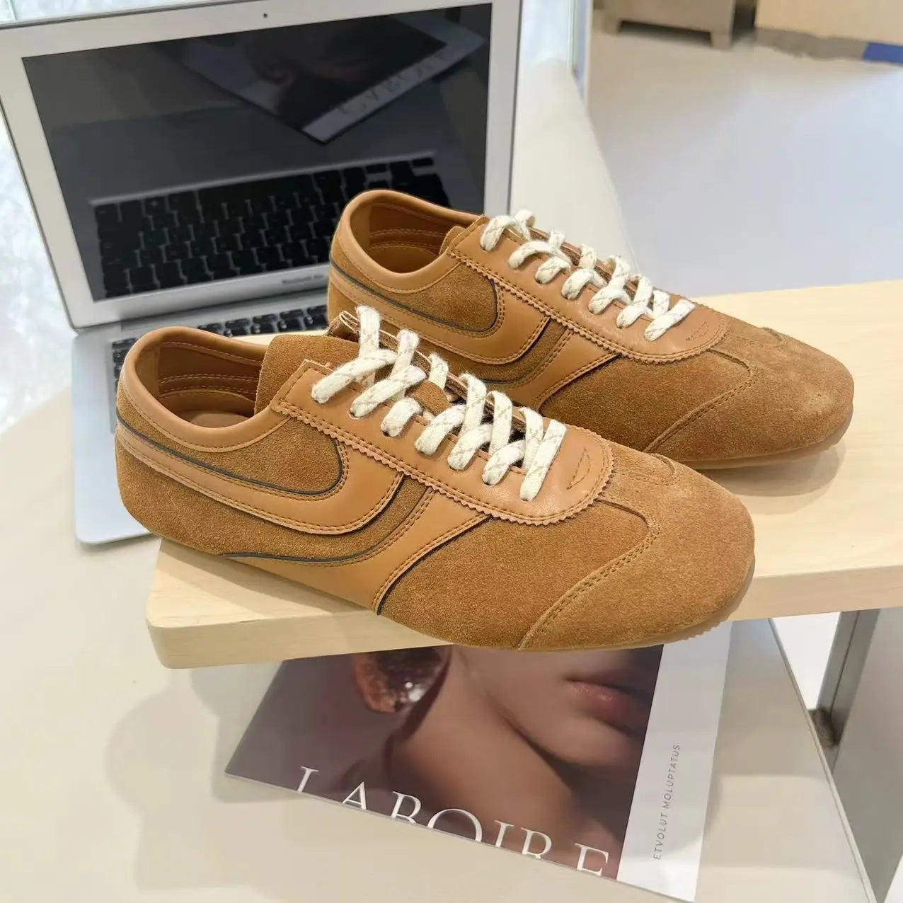 Women’s 2024 Genuine Leather Sneakers – Casual Spring Flat Training Shoes for Ladies