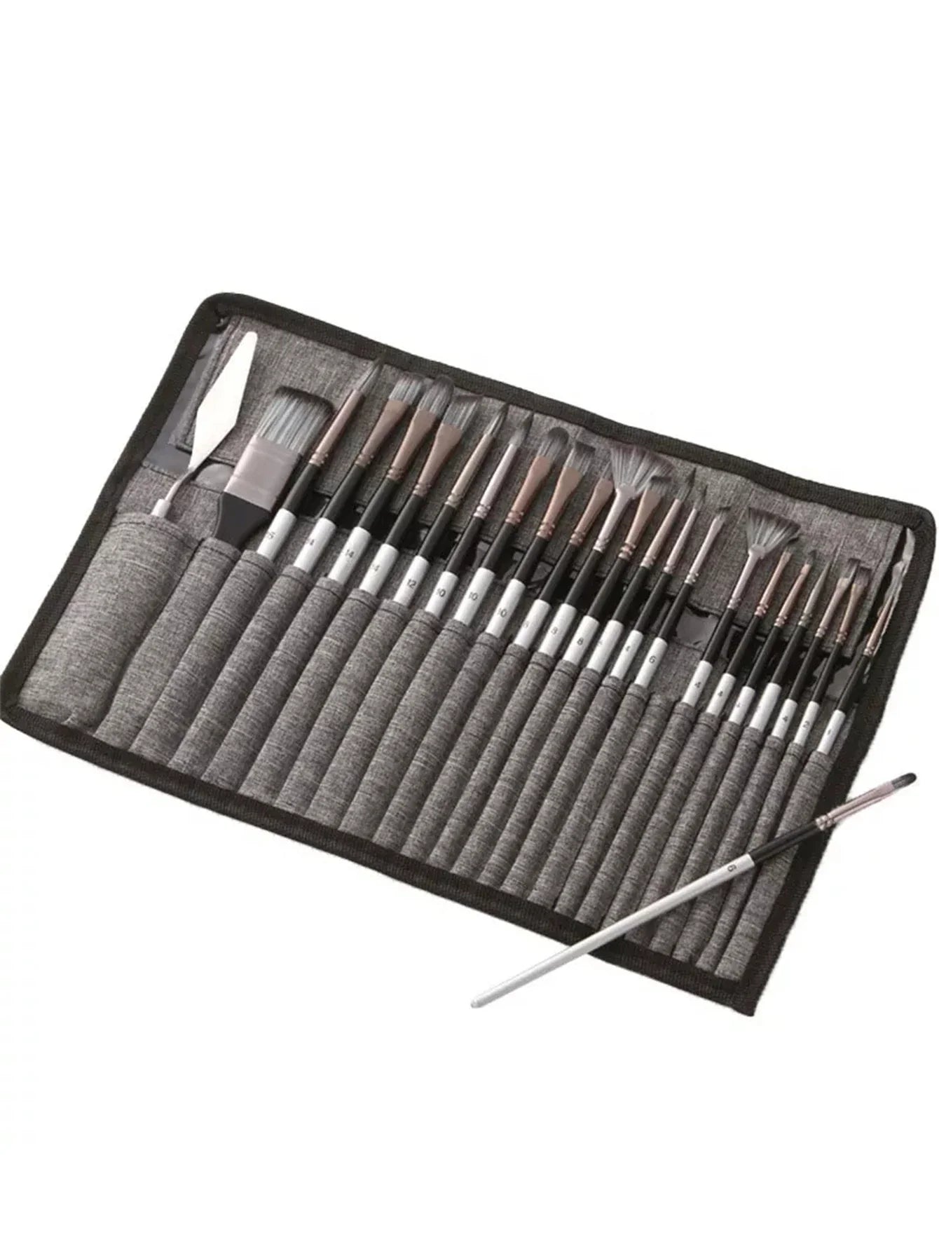 Bview Art 24-Piece Paint Brush Set: Enhanced Synthetic Brushes with Cloth Roll and Palette Knife - for Acrylic, Oil, Water Painting