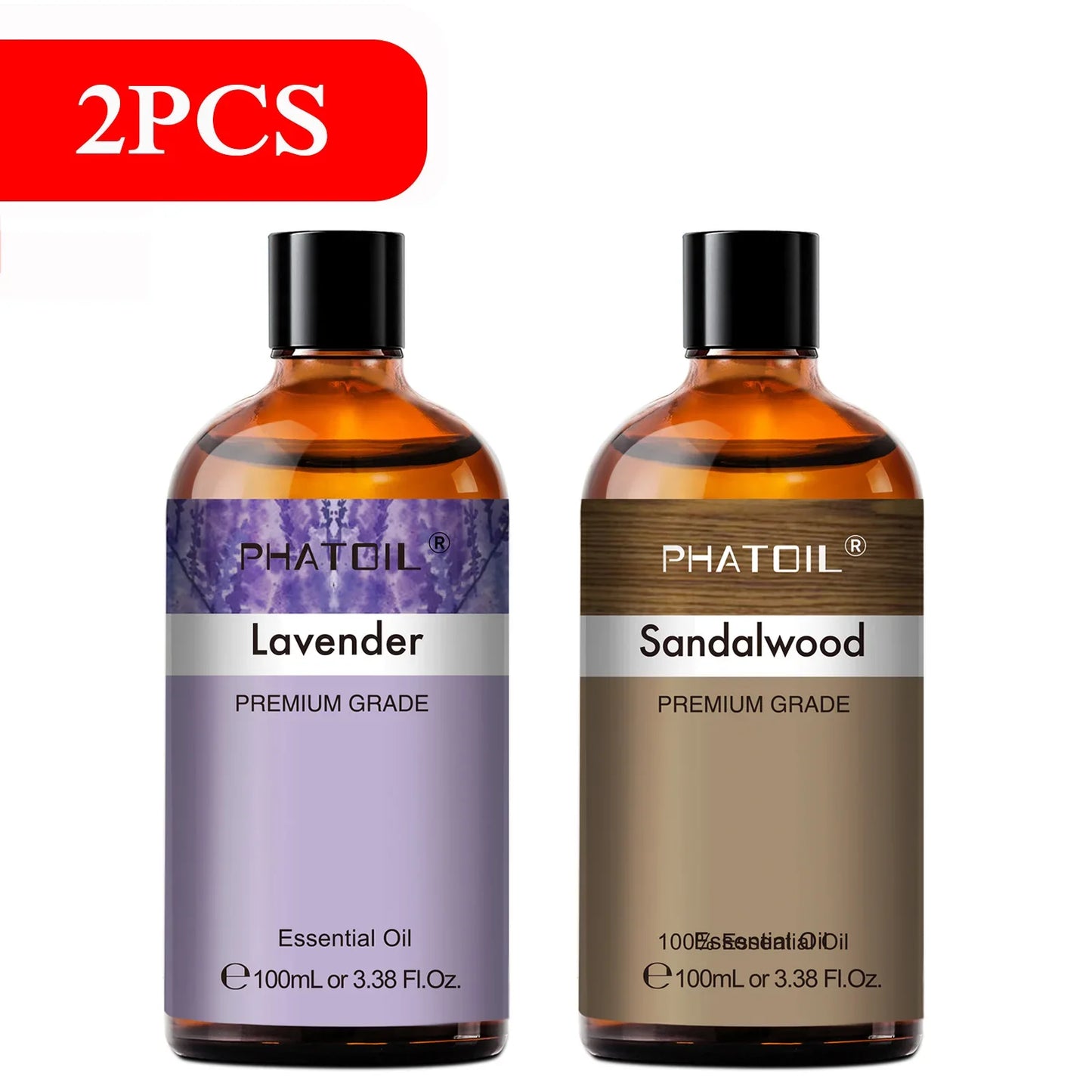 PHATOIL 100ml Aromatherapy Essential Oil Set – Lavender, Rose, Vanilla, Eucalyptus, Sandalwood & Pine Needles for Diffusers & Candle Making