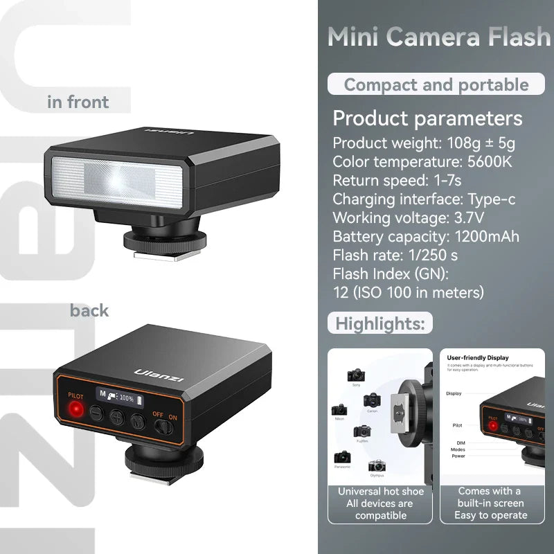 Ulanzi F12 TTL Wireless Flash Trigger – Auto & Manual Continuous Shooting for Canon, Nikon, Fuji, Sony Cameras
