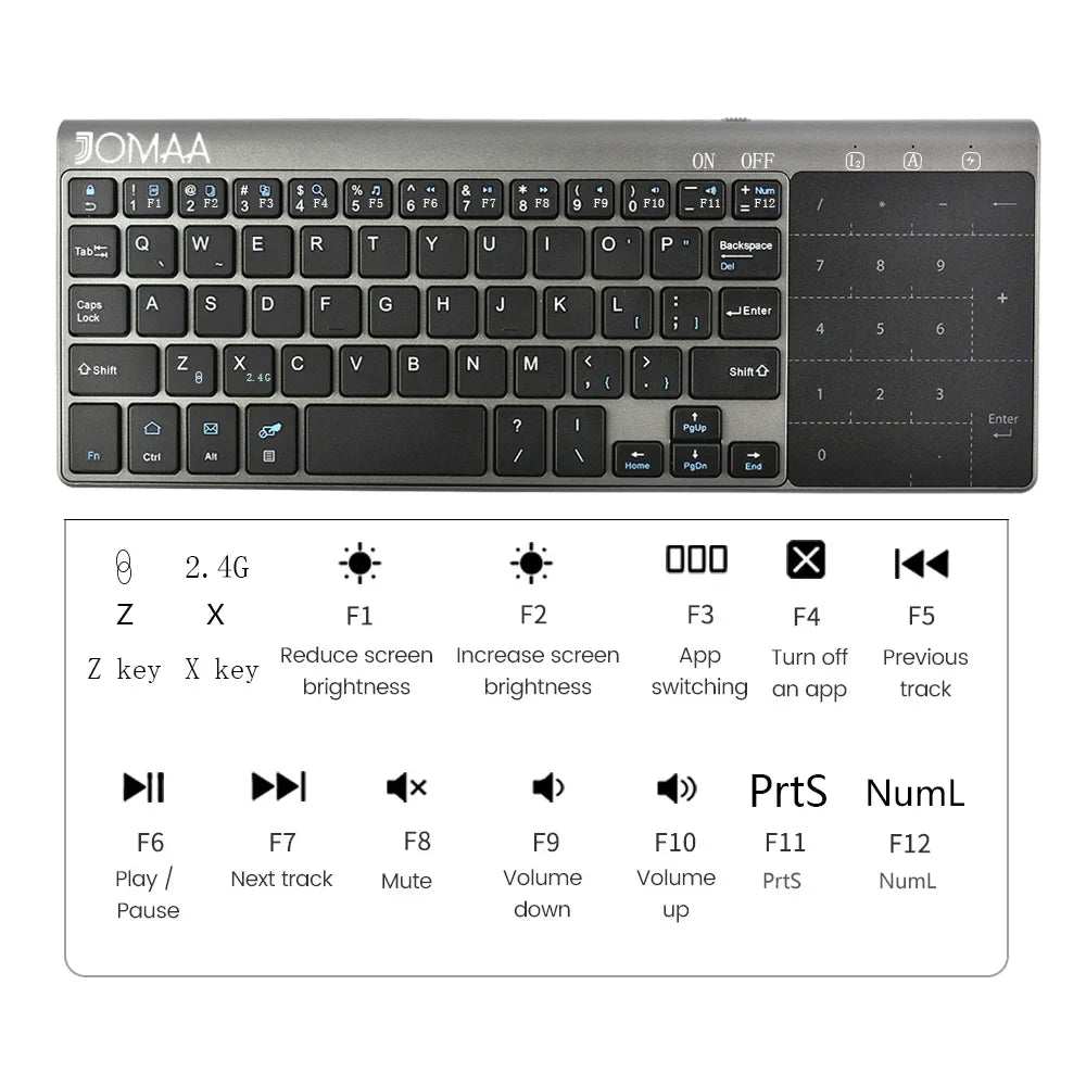 Slim 2.4G Wireless Keyboard with Touchpad — USB Numeric Keypad for Android, Windows, Desktop, Laptop & TV Box