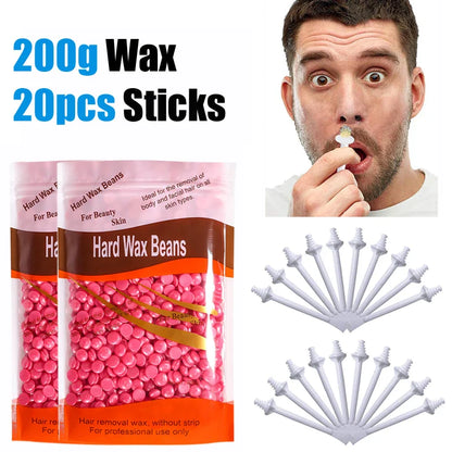Portable Nose Wax Kit 50g-100g for Men & Women - Nail & Nose Hair Removal with Cleaning Wax Kit & Clipper