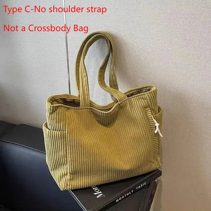 Fashion Corduroy Shoulder Bag - Large Capacity Unisex Square Crossbody Bag for College, Commuting & Casual Travel