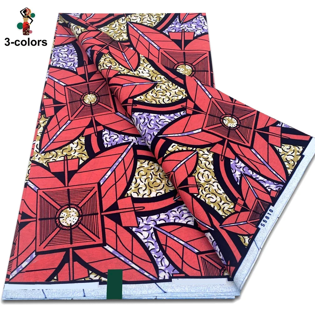 African Ankara Wax Fabric - 100% Cotton Soft Pink Pagne Fashion Print