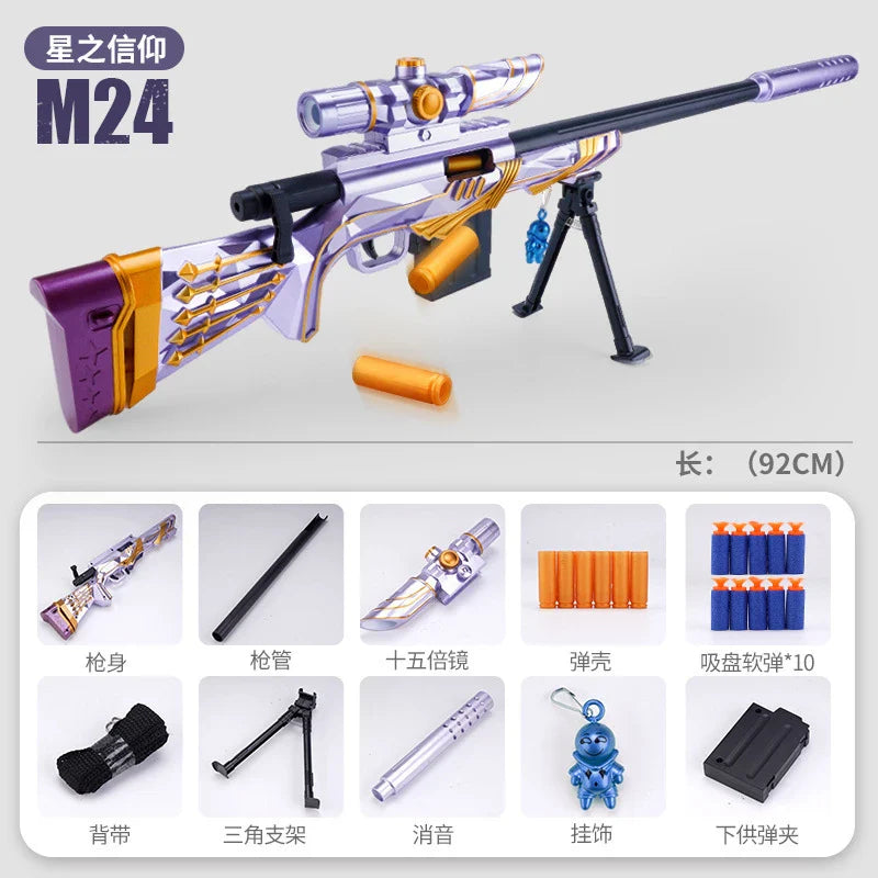 M24 Soft Bullet Sniper Toy Gun with Large Gift Box – Manual AWM Rifle Model for Boys, Christmas 2025 Gift