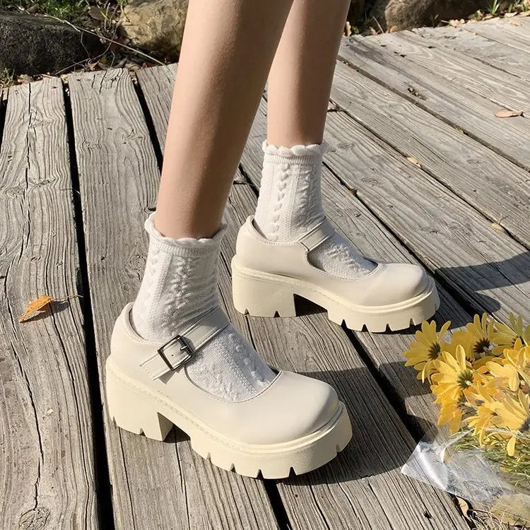 JK Lolita Platform Loafer Shoes - Y2K Kawaii School Girl Fashion Pumps