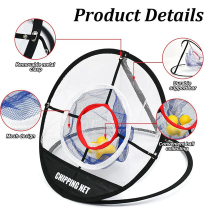 Pop-Up Golf Practice Chipping Net with Hitting Mat – Portable Folding Training Target Net for Swing Accuracy and Golf Practice Drills