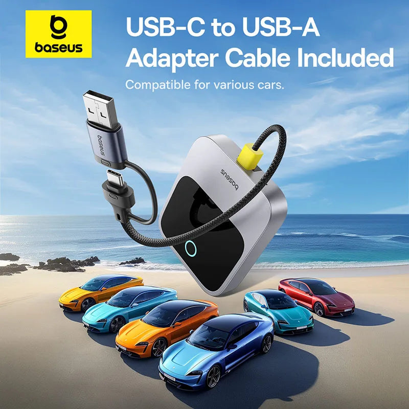 Baseus Wireless CarPlay Adapter - Wired to Wireless Auto Connect, Plug & Play Bluetooth Smart Car System
