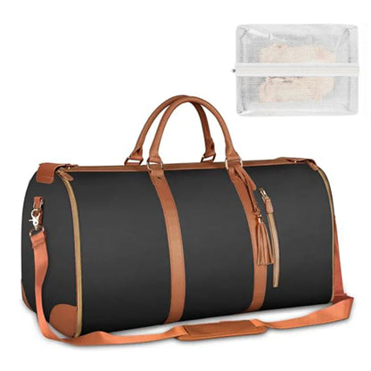 Foldable Women's Carry-On Travel Bag - Large PU Leather Duffel for Business & Clothing Storage