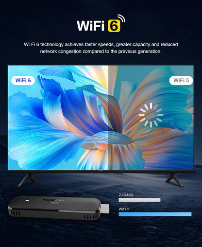 Mortal Q8 Android TV Stick Global Version – Android 14, 8K/4K Streaming, WiFi 6, Voice Remote, Netflix & YouTube Compatible