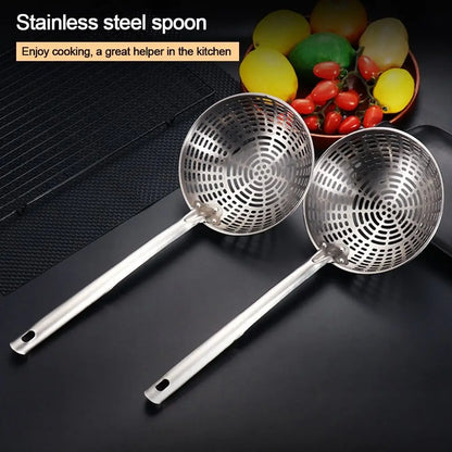 Stainless Steel Colander with Long Handle – Oil Frying Food Net Sieve & Leaky Spoon Kitchen Tool for Cooking