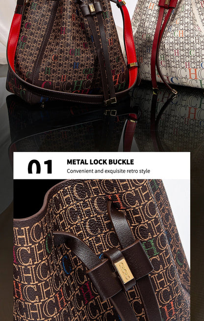 Luxury Women’s Bucket Handbag — Classic Designer Shoulder Bag with Fashion Print, Stylish Wallet for Women
