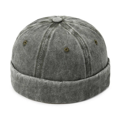 Fashion Denim Docker Cap – Brimless Skullcap Sailor Beanie Hat for Men & Women, Solid Color Adjustable Bucket Dad Cap Streetwear Style