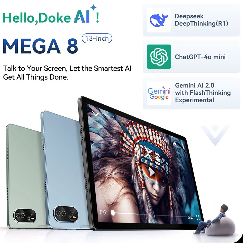 Blackview MEGA 8 Tablet – 13" FHD+ 90Hz Display, 11000mAh, Android 15, 50MP Camera, 4 Speakers, 4G Pad PC