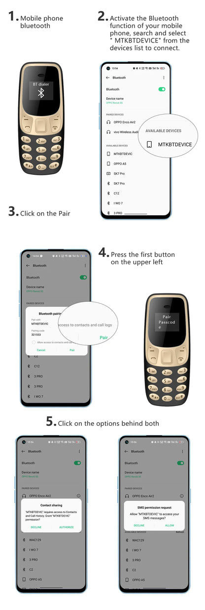 BM10 Mini Mobile Phone – Dual SIM, Bluetooth, Voice Changer, Low Radiation, Voice Recording, Multi-Language Small Cellphone