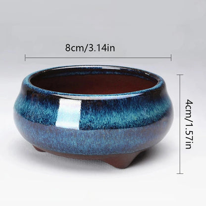 Breathable Ceramic Bonsai Pots - Stoneware Flowerpots with Drainage Holes for Garden Plants