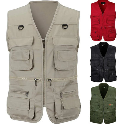 Summer Men's Tactical Hiking Fishing Vest - Multi-pocket Photographer Waistcoat for Outdoor Leisure - Thin Cargo Jacket, Sizes S-6XL