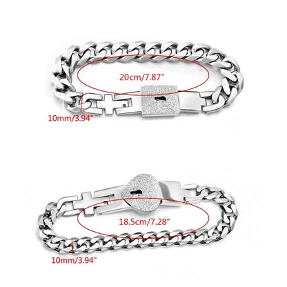 2-Piece Couple Bracelets Set – Heart Lock and Key Fashion Bangle Jewelry, Romantic Gift for Him and Her