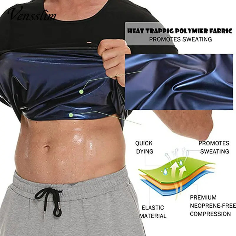 Vensslim Men’s Sauna Suit Vest — Heat Trapping Workout Fat Burner Body Shaper & Waist Trainer Corset