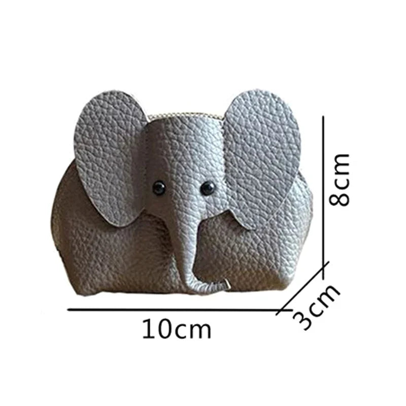 PU Leather Elephant Coin Purse for Women – Multifunctional Money Bag with Key Ring & Zipper Storage Key Case