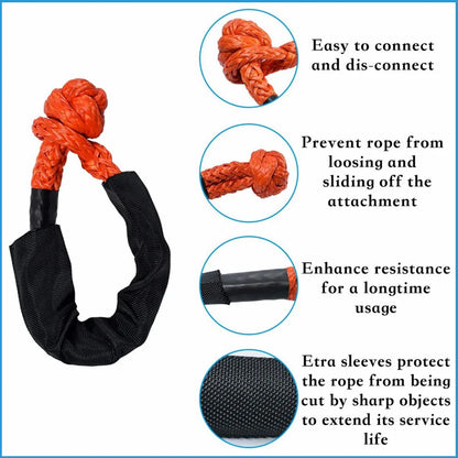 41,000lbs Soft Shackle Synthetic Rope – Heavy Duty Offroad 4X4 Tow Shackle Strap with Protective Sleeve for Jeep, Truck, SUV