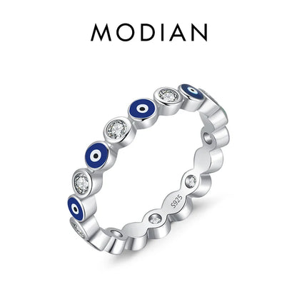 MODIAN 925 Sterling Silver Blue Ghost Eyes Ring — Sparkling Cubic Zirconia for Women