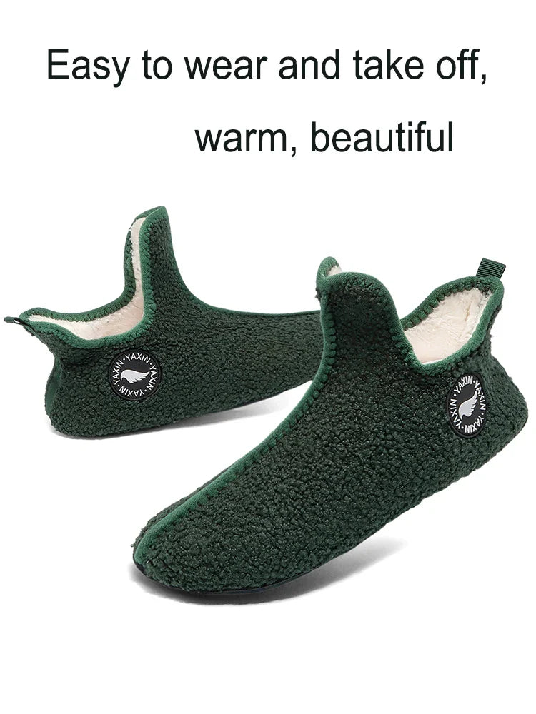 Classic Couples Slippers – Non-Slip Warm Indoor & Outdoor Cotton Shoes for Men & Women, Soft & Comfortable Flat Slippers