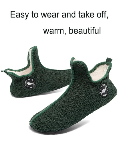Classic Couples Slippers – Non-Slip Warm Indoor & Outdoor Cotton Shoes for Men & Women, Soft & Comfortable Flat Slippers