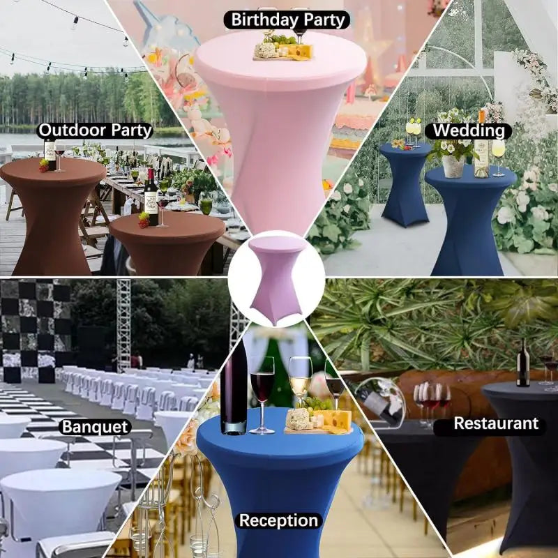 Spandex Round Tablecloth - Stretch Elastic Cocktail Table Cover for Wedding, Party, Hotel & Event Decor