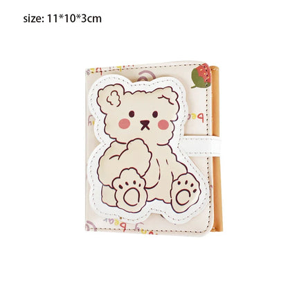 Cute Bear Women’s Wallet — Short Leather Coin Purse, Cartoon Card Holder, Three-Fold Clutch for Students